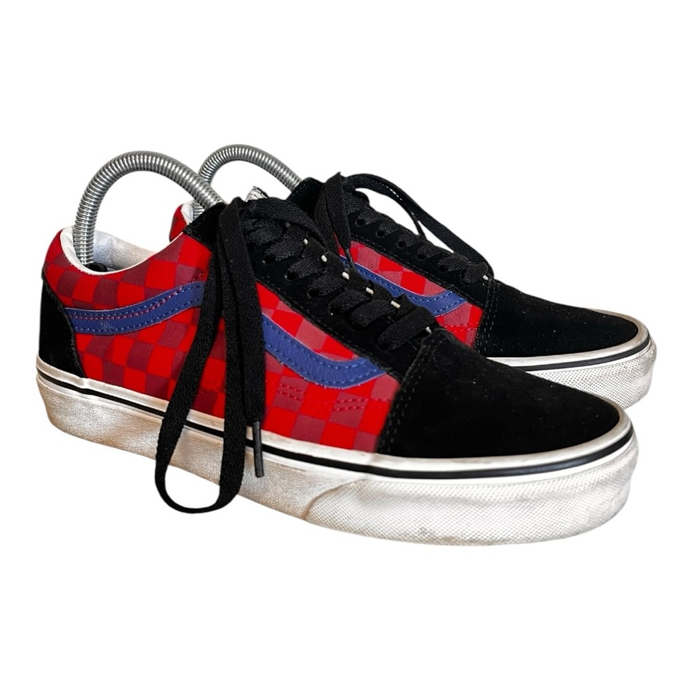 Vans |‎ Old Skool Rally Red & Blue Checkerboard Sneakers W 8.5 M 7